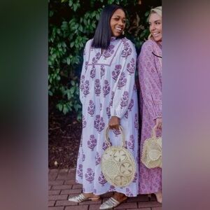 Victoria Dunn Lilac Maxi Dress with Plum Floral Print
